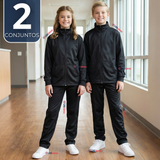 Pack 2 Conjuntos Escolares Buzo Pantalón Y Polerón Tela Sintética Unisex Niños Azul 3 a 16 años