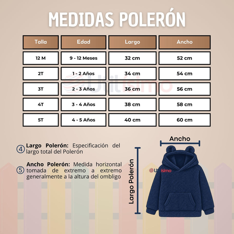 Buzo Polerón Conjunto Polar Niño Unicolor Azul