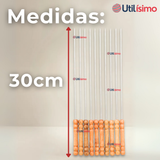 Pack 12 Pinchos De 30cm Para Anticuchos Brochetas Asados Mango De Madera