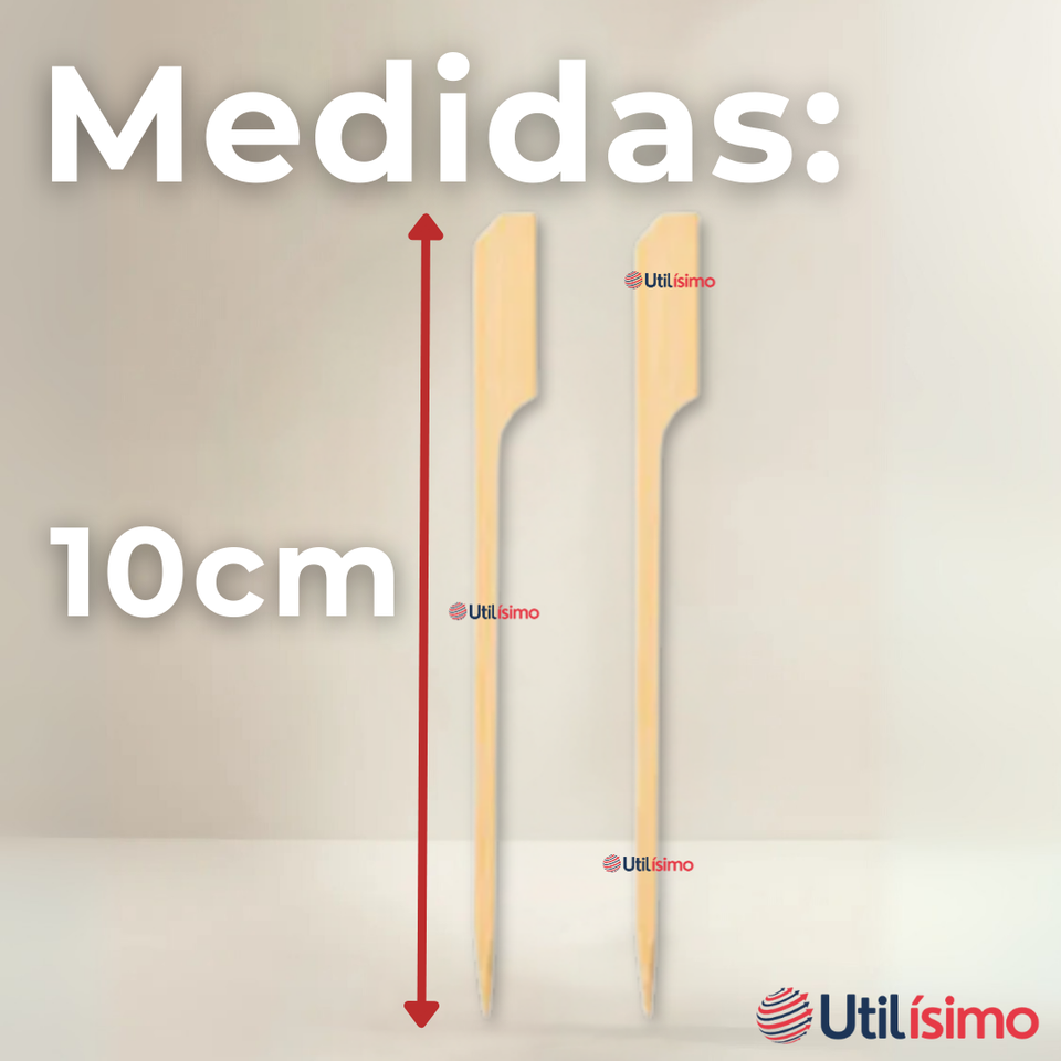 Pack 100 Piezas Brochetas De Bambú Bandera Cóctel 10cm