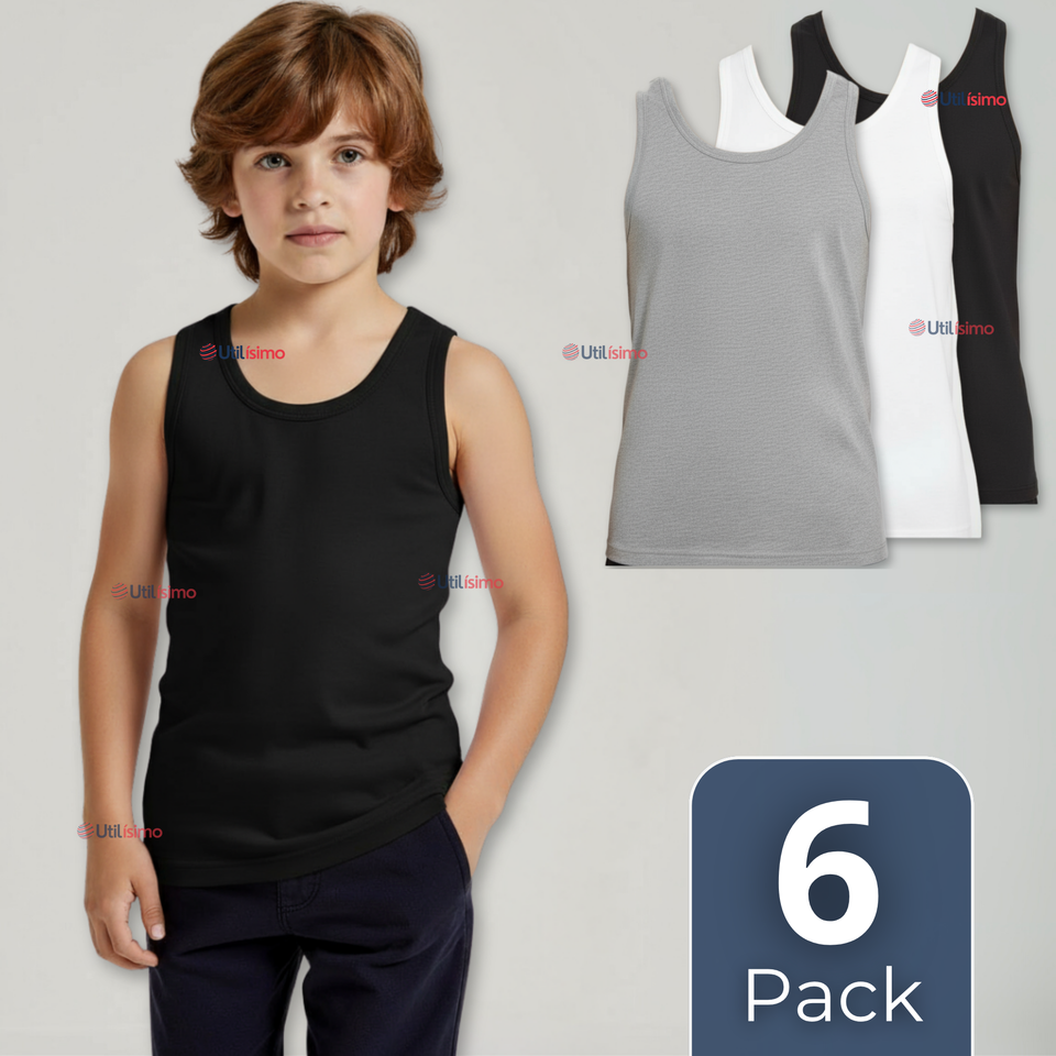 Pack 6 Camisetas Sin Manga Básicas Suaves 100% Algodón Colores Surtidos Juvenil