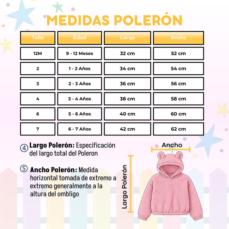 Buzo Polerón Conjunto Polar Niña Capucha Orejitas Rosa
