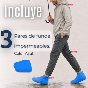 Pack 3 Pares Fundas Cubre Zapatos Azul Impermeable Surtidas Silicona Antideslizante