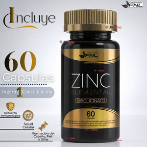 Zinc Elemental Bysglicinato FNL 60 Capsulas Sin Sabor