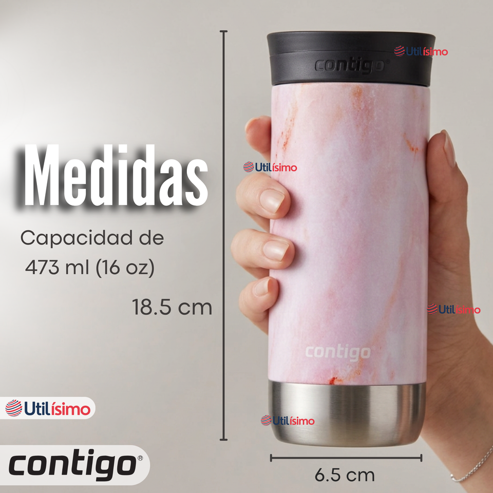 Vaso Térmico Contigo® Mug Huron Rose Quartz 473 ML Tecnología SNAPSEAL™