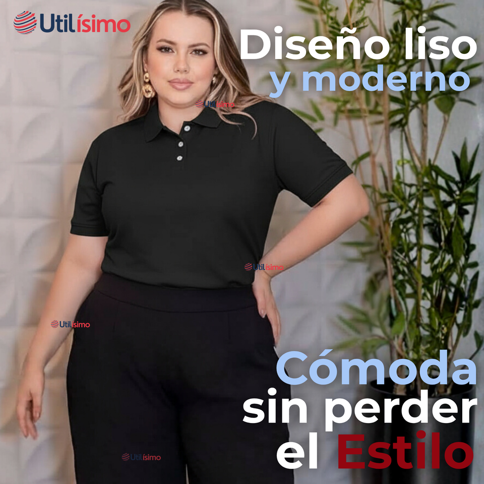 Polera Pique Premium 200g Manga Corta 100% Algodón Textura Suave Chemise Negro Mujer