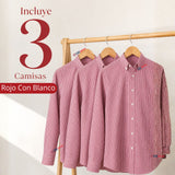 Pack 3 Camisas Cuadrille Huaso Juvenil Roja Regular Fit Fiestas Patrias