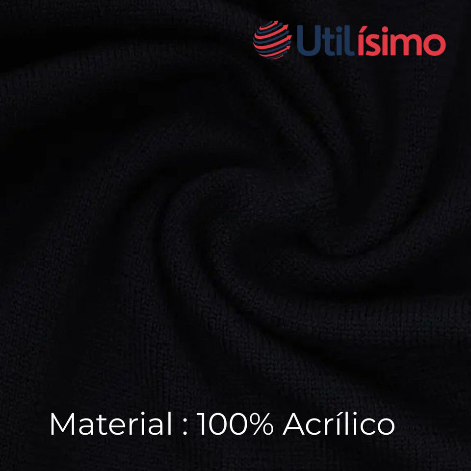 Guantes 18cm Lana Acrílica Adulto Unisex Liso Negro