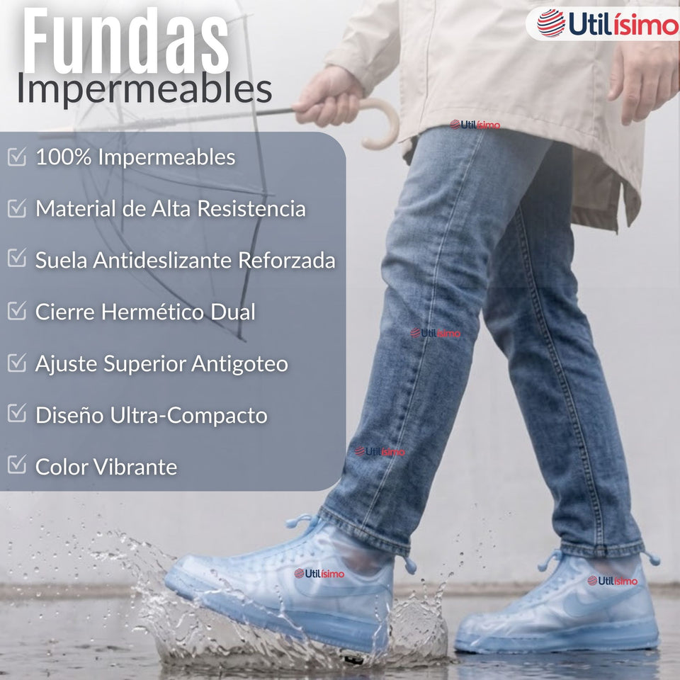 Fundas Cubre Calzado Impermeables Aislante Lluvia Azul 1 Par
