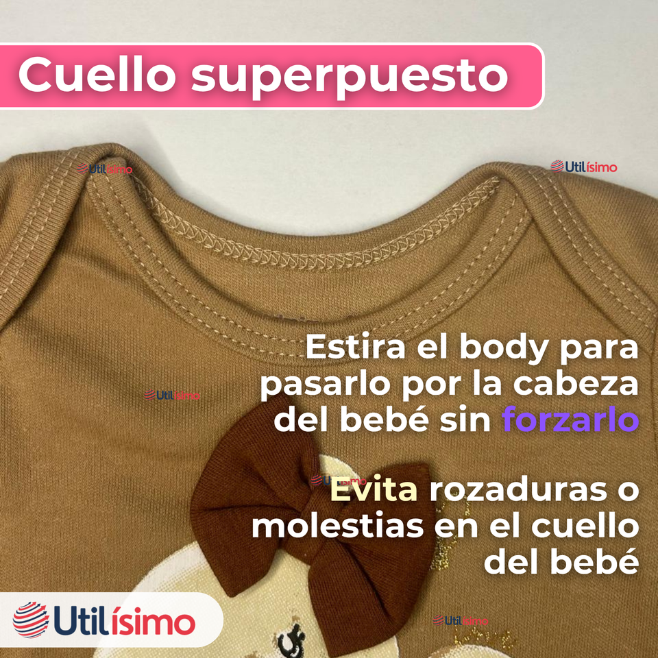 Pack 4 Bodys Niña Manga Corta Tedmimak 100% Algodón Baby Bear