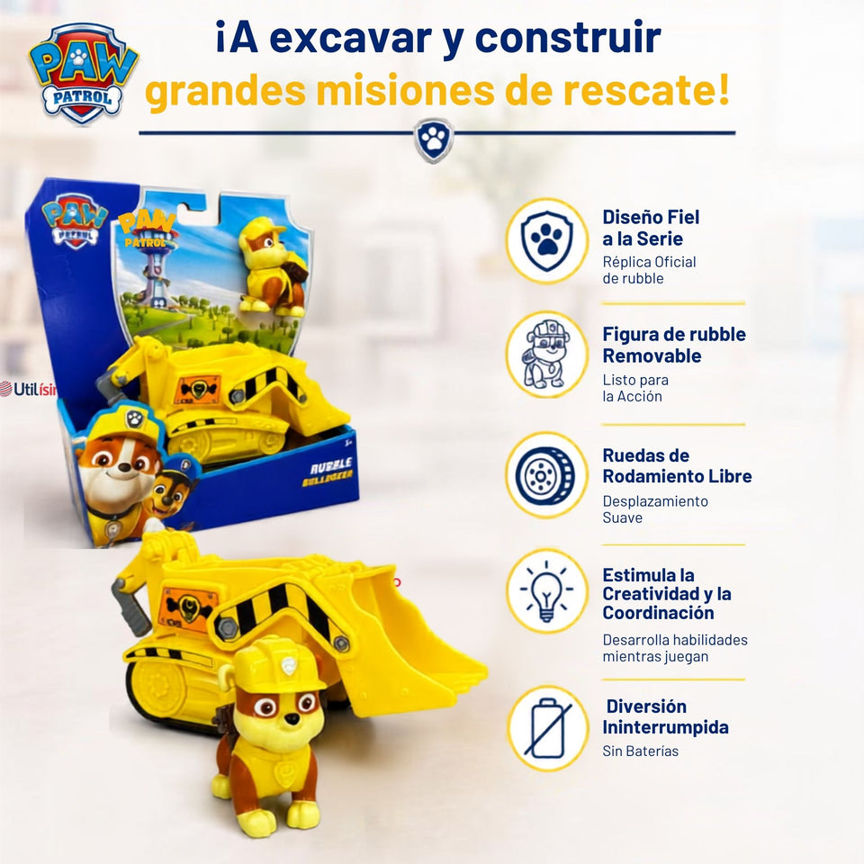 Paw Patrol Bulldozer de Rubble Excavadora Juguete Niños