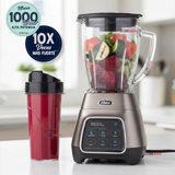 Licuadora Oster® programas automáticos con tecnología reversible, pantalla táctil y vaso BLend-N-Go BLSTPYG1312XBG