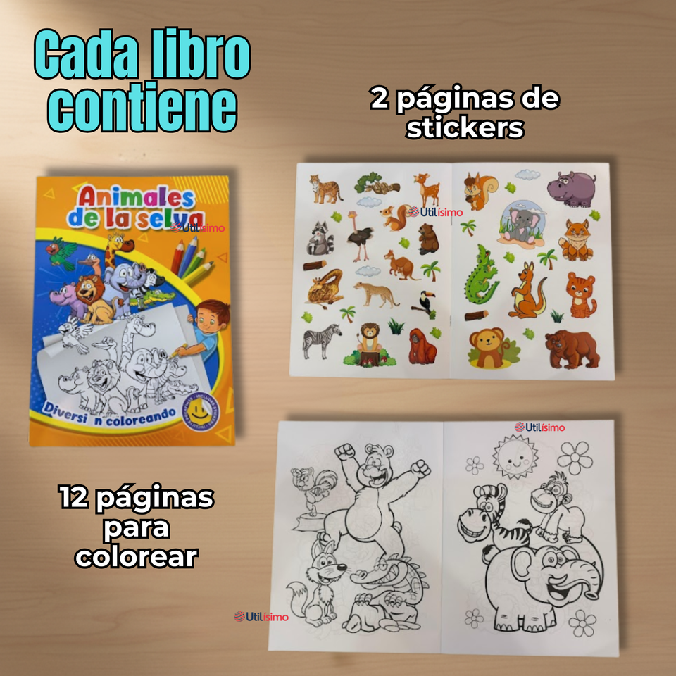 Libro Para Colorear Pintar Educativo Con Stickers Diseños Surtidos