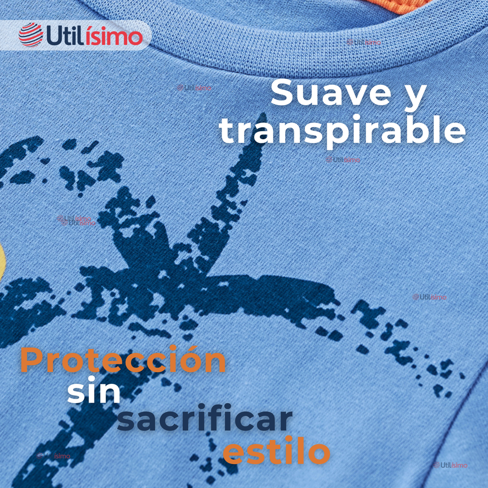 Polera Manga Larga Niño 100% Algodón Cocodrilo Azul Camiseta