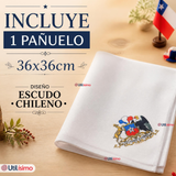 Pañuelo Baile Cueca 36cm Bordado Escudo Chileno Algodón Fiestas Patrias