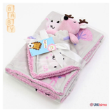Set Manta Frazada Polar Para Bebé Niña + Peluche de Apego