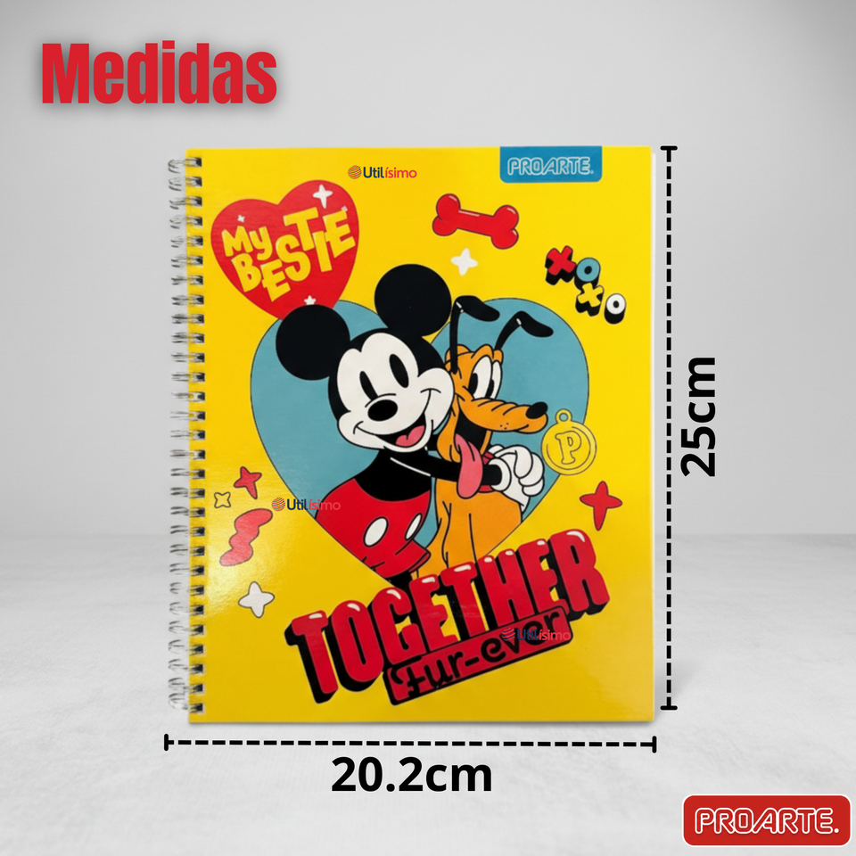 Pack 10 Cuadernos Universitarios Mickey Mouse Proarte 7mm 100 Hojas Diseños Surtidos