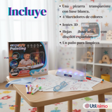 Pizarra Mágica Luz Led 3D Niño o Niña con Plantillas de Dibujos