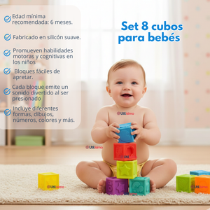 Set 8 Bloques Sensoriales De Silicona Con Números Juguete Bebé