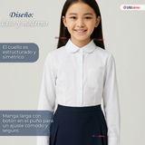 Pack 3 Camisas Blusas Escolares Blanca Manga Larga Colegio Para Niñas y Juvenil