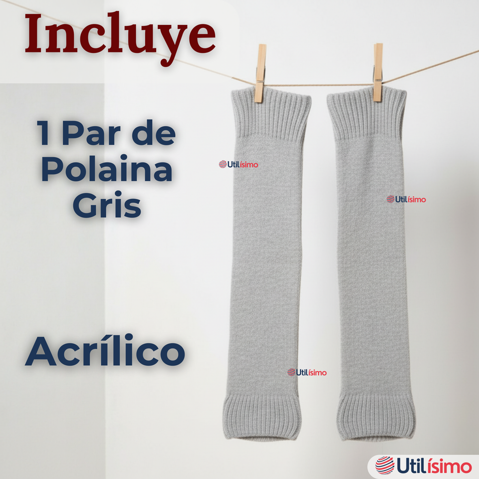 Polainas Escolares 1 Par Invierno Abrigadoras Juvenil Gris Acrílico