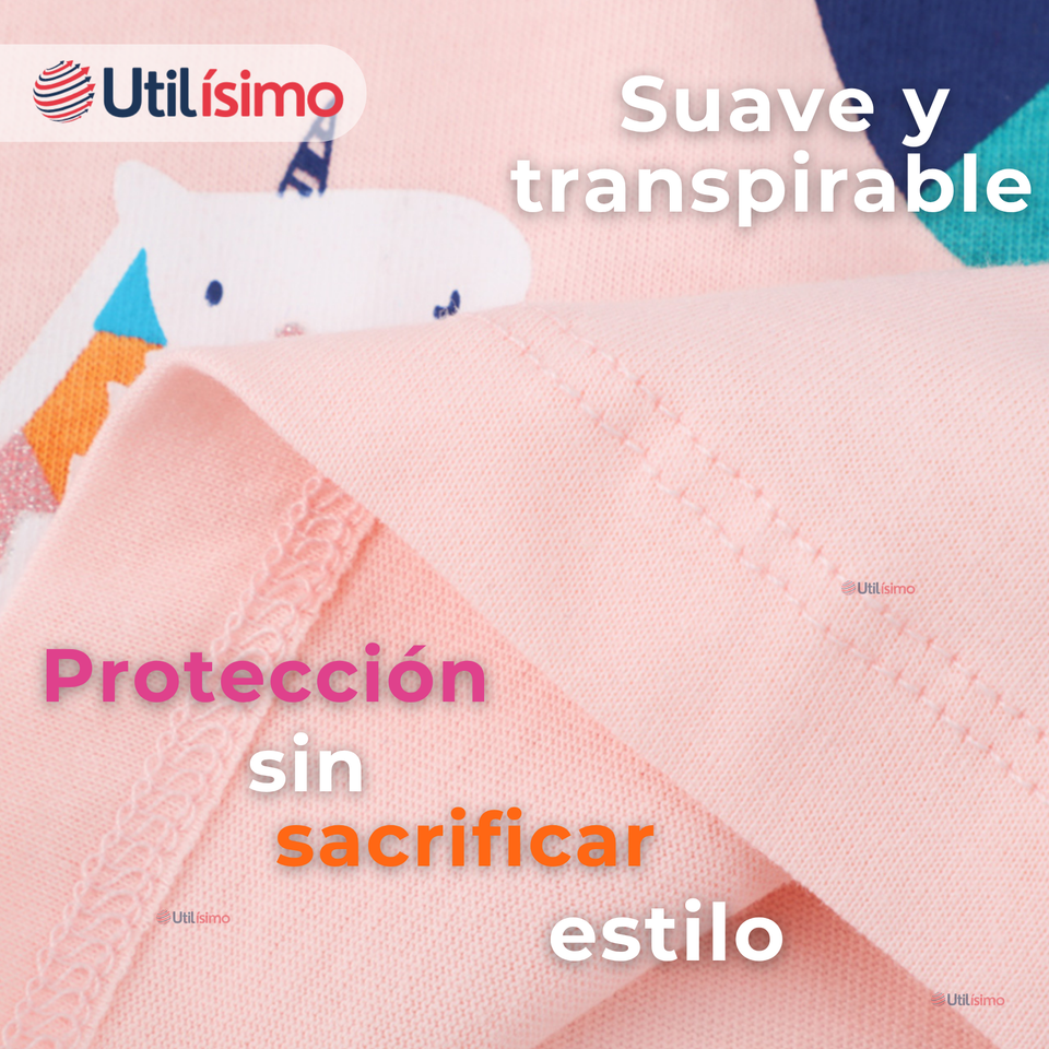 Polera Manga Larga Niña 100% Algodón Dinosauro Unicornio Rosado Camiseta