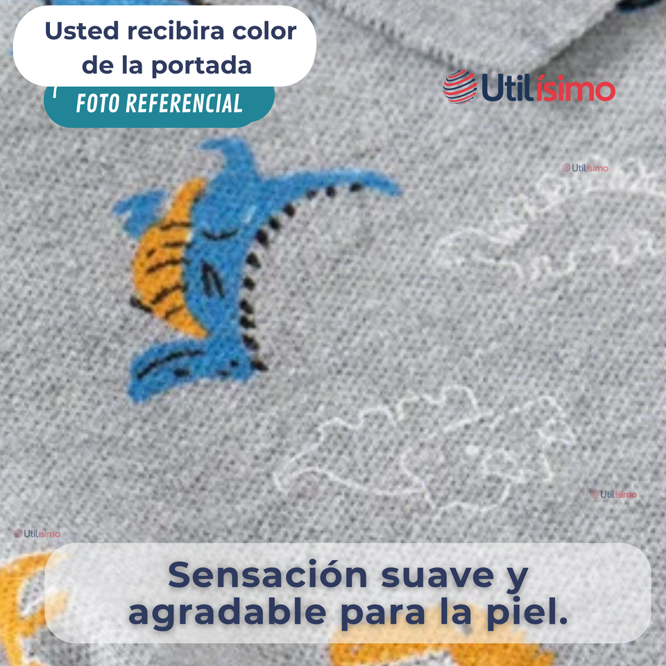 Polera Piqué Manga Larga Niño con Estampado de Dinosaurios Marrón