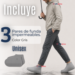 Pack 3 Pares Fundas Cubre Zapatos Gris Impermeable Surtidas Silicona Antideslizante