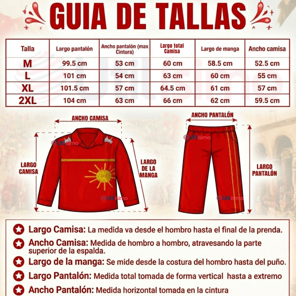 Traje Caporal Típico 2 Piezas Rojo Hombre Fiestas Patrias