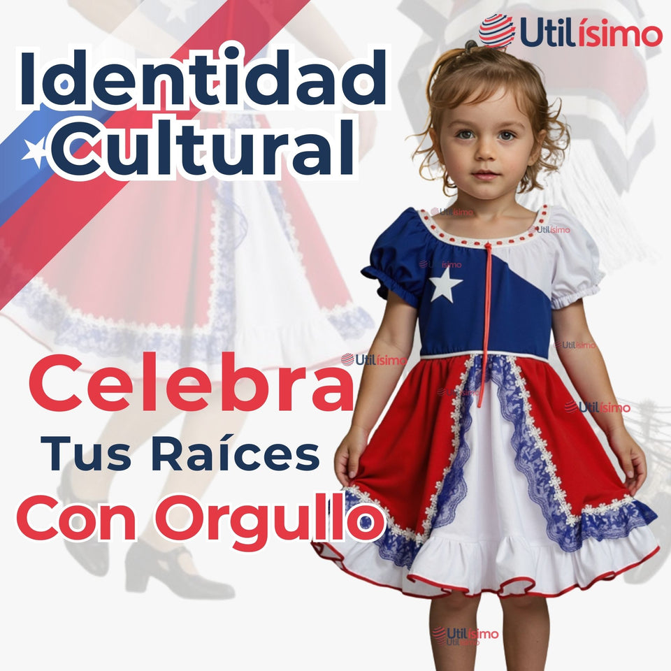 Vestido Huasa Niña Bandera Chilena Fiestas Patrias
