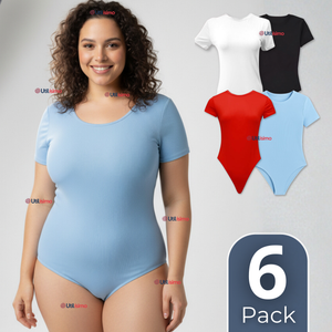 Pack 6 Bodys Ajustables Moldeador 100% Bambú Cuello Redondo Manga Corta Mujer Colores Surtidos