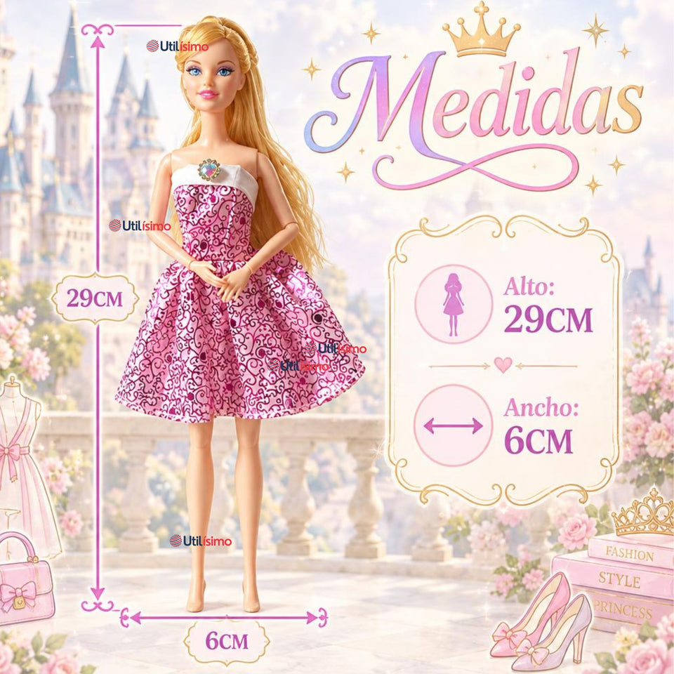 Juguete Muñeca Fashion Articulada Tocador y Accesorios