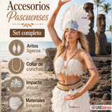 Pack 3 Set Accesorios Pascuenses 3 Piezas Collar Aretes Corona Fechas Patrias