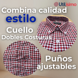 Camisa Huaso Cuadrillé Cuadro Manga Larga 100% Algodón Rojo Negro Casual