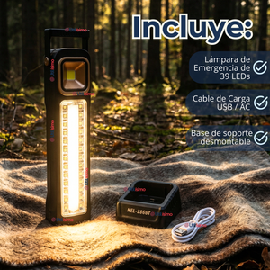 Lampara Luz De Emergencia Focos 39 Led Carga Híbrida Solar USB 30W