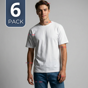 Pack 6 Camisetas Poleras 100% Algodón Básica Lisa Elástica Hombre Blanco