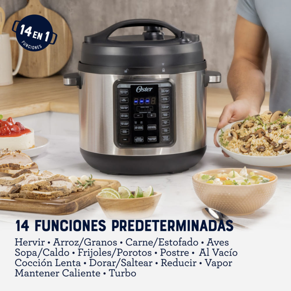 Oster Multiolla, Turbo, 7.5 L de Capacidad, con 14 Funciones Predeterminadas, Recubrimiento Oster DiamondForce, CKSTPCECT75DF