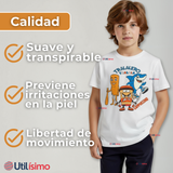 Polera Brainrots 100% Algodón Manga Corta Niño Tralalero Blanco