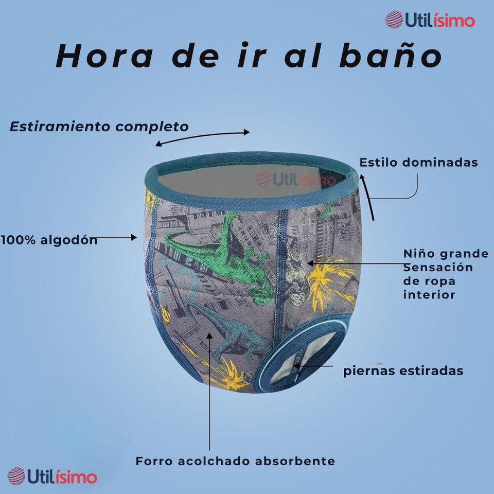 Pack 3 Calzón Calzoncillo Entrenamiento Algodón Absorbente Transpirable Cintura Elástica