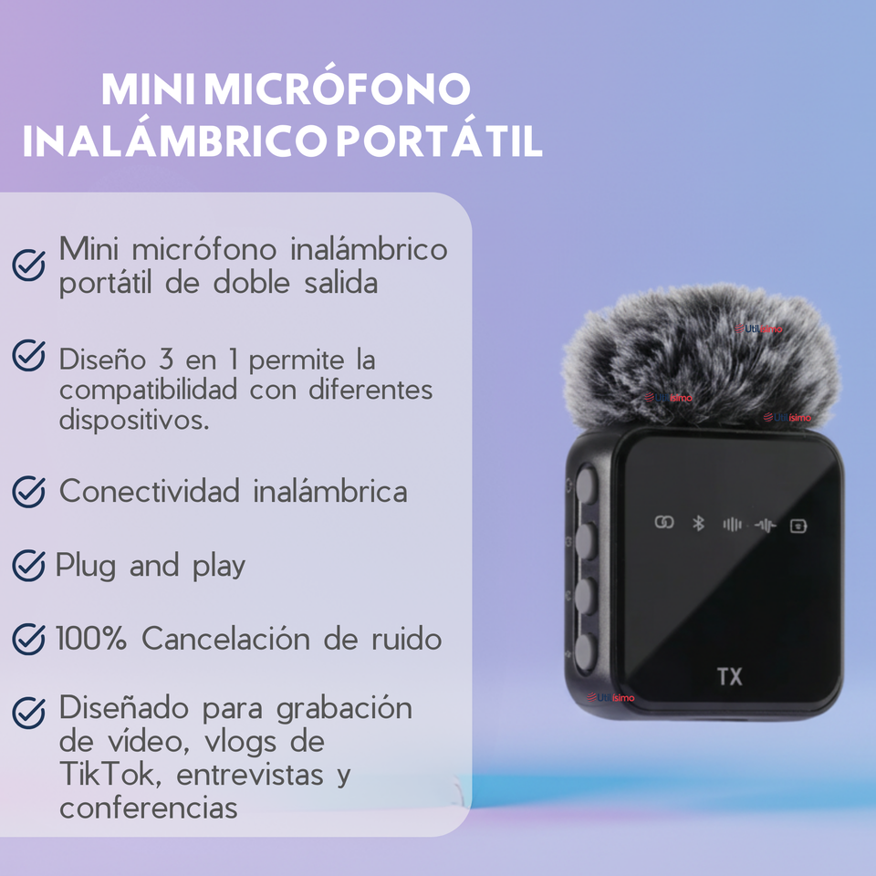Pack 2 Micrófonos Inalámbrico 3 En 1 Para Celular iPhone Android Profesional Lavalier