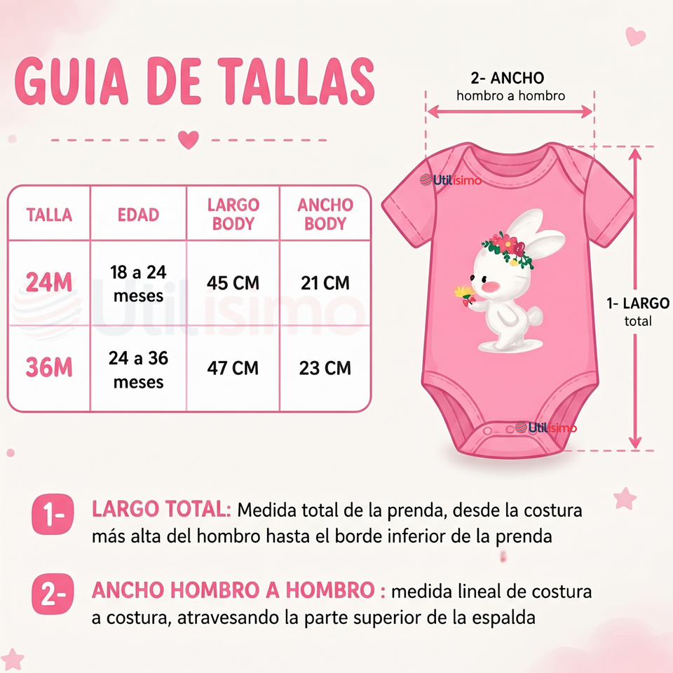 Pack 5 Bodys Manga Corta %100 Algodón Tedmimak Niña Bunny Blossom