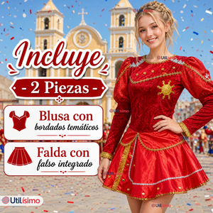 Traje Caporal Típico Tradicional Rojo 2 Piezas Juvenil Fiestas Patrias