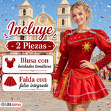 Traje Caporal Típico Tradicional Rojo 2 Piezas Juvenil Fiestas Patrias