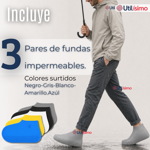 Pack 3 Pares Fundas Cubre Zapatos Hombre Impermeable Surtidas Silicona Antideslizante