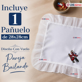 Pañuelo Baile Cueca 28cm Con Vuelo Pareja Bailando Algodón Fiestas Patrias