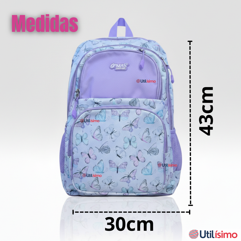 Mochila Escolar Kit Con Estuche y Lonchera 43cm Tela Oxford Niña
