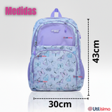 Mochila Escolar Kit Con Estuche y Lonchera 43cm Tela Oxford Niña
