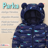 Parka Con Capucha Térmica Poliester Niño Dinosaurio