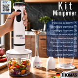 Minipimer Eléctrico Thomas Premium 4 en 1 Con Accesorios Alta Potencia Tecnologia Alemana Blanco