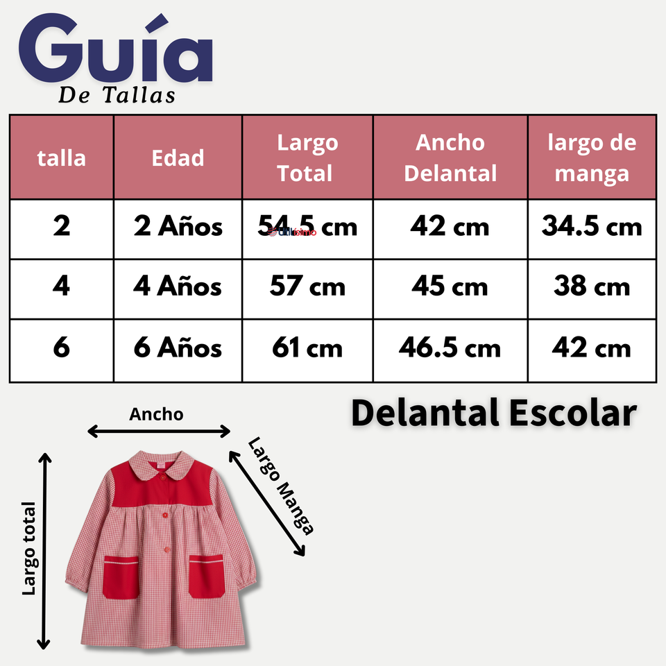 Delantal Párvulo Niña Cotona Escolar Colegio